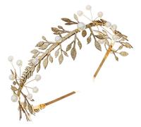 IMUSINICE Elegant Golden Leaf Headband with Pearl Bridal Hair Accessories for Weddings and Proms, Comfortable Zinc Alloy and Copper Wire Headpiece That Will Not Pull Hair