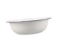 IMUSINICE Enamelware Salad Bowl Face Washing Basin 12.58x12.58x3.93in Vintage Retro Multifunctional Use White Enamel Foot Bath for Home Spa Soaking