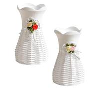 IMUSINICE Flower Containers 2pcs Strong and Environmentally Friendly for Flowers Elegant White Design Assorted style for Room Decoration and Wedding Decorations
