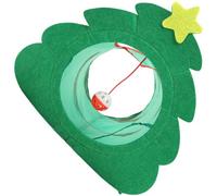 IMUSINICE Foldable Cat Tunnel in Green Polyester with Cute Xmas Tree Shape, Detachable Design for Indoor Cat Play and Christmas Theme Entertainment