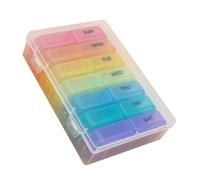 IMUSINICE Large 7-Grid Pill Box with Double Lids for Travel and Daily Use, Food Grade Plastic Medicine Organizer with Moisture Protection and Upgraded Printing Technology