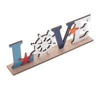 IMUSINICE Mediterranean Style Wooden Letter Sign Decoration with Synthetic Material, Assorted Colour Marine Style Ornament for Home Decor, for Shelf Or Cabinet Display to Create A Cozy