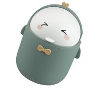 IMUSINICE Mini Desktop Trash Can with Lid, Cartoon Cute Green Duck Waste Bin for Office Desk, Small Desktop Waste Basket for Bathroom and Tabletop Use