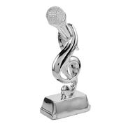 IMUSINICE Music Contest Microphone Trophy Silver for Singing Competitions with Karaoke Party Decorations and Musical Note Motif