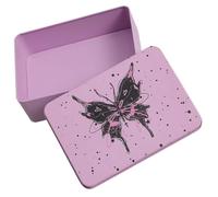 IMUSINICE Rectangular Iron Storage Box with Lid, Smooth Cover Design, Pink Metal Cookie Tin for Organizing Desktop Items, for Christmas Or Shops