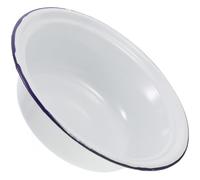 IMUSINICE Retro 22cm Enamel Soup Bowl Thickened White Deep Round Mixing Basin Classic Vintage Kitchen Enamelware Vegetable Serving Bowl for Home Use