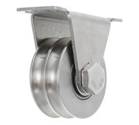 IMUSINICE Stainless Steel U Groove Double-Slot Pulley Roller with Bearing, Multipurpose Small Lifting Pulley Wheel for Wire Rope, Machinery Rope Wheels for Hoisting and Track Use