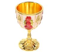 IMUSINICE Vintage Style Mini Metal Wine Cups Set, Anti-Break Small Drinking Cups with Gold-White-red Floral Design, Retro Cocktail Glasses for Home Party and Bar Use