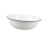 IMUSINICE Vintage White Enamel Foot Basin 34cm round Soaking Tub for Foot Bath and Laundry Portable Retro Enamelware Suitable for Relaxation and Home Use