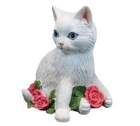 IMUSINICE White Resin Simulation Cat Figurine Desktop Adornment with Beautiful Design, Practical Home Bookshelf Decoration for Valentine's Day