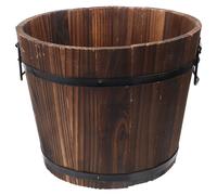 IMUSINICE Wooden Planter Barrel Solid Wood Retro Style Bucket with Breathable Bottom Hole Multifunctional Small Barrel for Home Balcony Garden Decor
