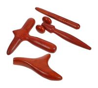 IMUSINICE Wooden Therapy Massage Tools Set Body Tool with T Shape 4pcs Bird Shape, Roller and Straight Styles for Convenient Self-massage and Muscle Sculpting, Brown Wood for Relaxation