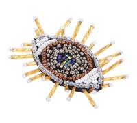 IMUSINICE Yellow Beaded Eye Cloth Patch Creative DIY Clothing Patch Cloth Material for Garments and Bags for Covering Holes or Scars and Clothes Decoration