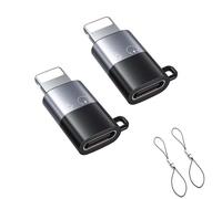 iMusk 2 Pack for DJI Mic Mini RX Female to Male Phone Audio Adapters, Type-C and Lightning Ports Connector with Two Lanyards (Type-C Female to Lightning Male Adapter)