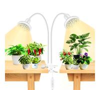 IMVSINCERE Grow Lights for Indoor Plants, 2×10W E27 Full Spectrum Grow Bulb with Optical Lens,Clip On Dual 360° Gooseneck LED Grow Light, 3500K + 660nm Red for Small Plants & Seedlings