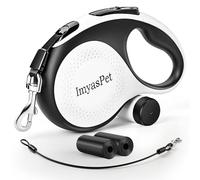 ImyasPet Retractable Dog Leash with Chew Proof Cable, Pet Walking Leash with Poop Bag Dispenser, 26Ft Heavy Duty Dog Leashes for Medium Large Dogs up to 110lbs (White, Large - 26 ft)