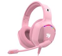 IMYB Gaming Headset with Microphone for Pc, Xbox One Series X/s, Ps4, Ps5, Stereo Wired Noise Cancelling Over-Ear Headphones with Mic, RGB, for Computer, Laptop, Mac, Gamer (Pink)