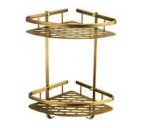 ImyHok Antique Bronze Corner Shelves Rust Free Shower Caddy Bathroom Storage Baskets 2 Tier Shower Rack Brass Shampoo Holder Bath Tidy Organiser with Hook Wall Mounted Screw in
