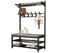 IMYOGI Clothes Rail Rack Metal Coat Rack Shoe Bench with Entry Hook Clothing Garment Rail Living Room Hall nizer Free Standing L:60/80/100CM