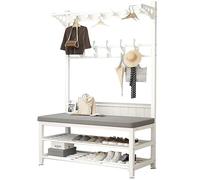 IMYOGI Clothes Rail Rack Metal Coat Rack Shoe Bench with Hook Entry Bench for Living Room Hall Free Standing Shoes Rack and Clothing Garment Rail L:60/80/100CM