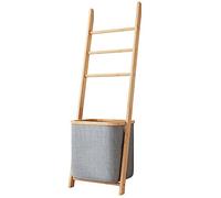 IMYOGI Exquisite Clothes Rail Rack Bamboo Coat Rack Stand, Free Standing Garment with Bags Storage Hanging Rail and and Bags Storage and Organizer, for Bedroom Laundry Room, Max Load 110lbs 44x140cm