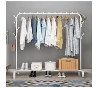 IMYOGI Exquisite Clothes Rail Rack Clothes Rack Metal Clothing Rack Single Rod Portable Coat Rack with Bottom Shelf Garment Rack Heavy Duty Clothes Rack for Bedroom/White