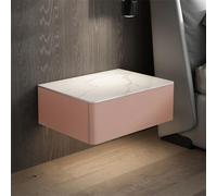 IMYOGI Exquisite Floating Nightstand with Drawers, Wall-Mounted Storage Cabinet, Mini Floating Shelf with Stone Top, Pink 18.9x15.7x7.5in - Stylish Bedroom nizer