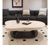 IMYOGI Exquisite Modern Cloud Coffee Table for Small Spaces - Irregular Design Metal Frame & Wooden Top Easy Assembly Funky Tea Table for Living Room & Apartment (Black & White 39.3"x27")
