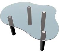 IMYOGI Exquisite Modern Cloud Shape Coffee Table with Glass Top, Irregular Design Small Cocktail Table for Living Room, Sofa Side Table (70 x 51 x 30 cm)