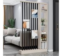 IMYOGI Exquisite Modern Wall Room Divider - Tall Privacy Panel & Storage Cabinet Bookshelf with for Home Office & Dorm Decorative Partition (Beige-Black 120x24x200cm/47x9.5x79in)