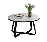 IMYOGI Exquisite Nordic Coffee Table Round Side Table for Sofa Simple Creative Tea Table with Rock Top & Metal Legs Perfect for Living Room & Balcony (Color A 80cm Size)