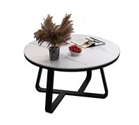 IMYOGI Exquisite Nordic Round Coffee Table Simple & Creative Tea Table with Rock Top & Metal Base Versatile Sofa Side Table for Living Room & Balcony (Size: 80cm Color: B)