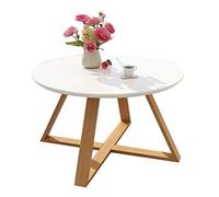 IMYOGI Exquisite Rustic Round Wood Coffee Table Modern Decorative Cocktail Center Table for Small Apartments White Finish 80cm - Ideal for Living Room & Cozy Spaces