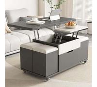 IMYOGI Exquisite Scalable Lift Top Coffee Table with 4 Seats Multi-Functional Center Table Convertible Design Double Side Storage Drawers Stylish Living Room Furniture Space-Saving Solution