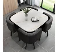 IMYOGI Exquisite Space Saving Square Coffee Table Set - 1 Table & 4 Chairs for Living Room Kitchen & Balcony - Modern Furniture Combo Ideal for Small Spaces 80 x 75 cm L