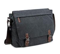 Imyth Messenger Bag for Men and Women, Retro Canvas Shoulder Bag Satchel for College Fit 13.3 Inch Laptop (Black)