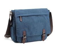 Imyth Messenger Bag for Men and Women, Retro Canvas Shoulder Bag Satchel for College Fit 15.6 Inch Laptop (Dark Blue)