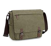 Imyth Messenger Bag for Men and Women, Retro Canvas Shoulder Bag Satchel for College Fit 15.6 Inch Laptop (Army Green)