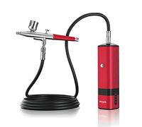 imyyds Airbrush Kit with Compressor, 32PSI High Pressure Cordless Airbrush Gun, Portable Dual Action Airbrush Compressor Set, Handheld Mini Rechargeable Air Brushes for Painting (Red)