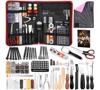 IMZAY 415 PCS Leather Working Kit, Leather Tool Kit, Leather Crafting Kit with Leather Working Tools Punching Sewing Stamping Sanding Tools for Leather Working Professional