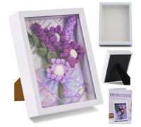 IMZAY Lavender Crochet Kit with Photo Frame, Lavender Knitting Weaving Set with Yarn, Hooks, Instruction, Stitching Markers, Fiber Fill, Floral Wire, Crochet Set for Mother's Day & Christmas