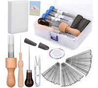 IMZAY Needle Felting Tools, Wool Felting Supplies, Needle Felting Kit with 60 Pcs Needles, Foam Mat, Wooden Handle, Scissors, Perfect for DIY Felting Wool Projects