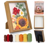 IMZAY Sunflower Crochet Kit with Photo Frame, Sunflower Knitting Weaving Set with Yarn, Hooks, Instruction, Stitching Markers, Fiber Fill, Floral Wire, Crochet Set for Mother's Day, Thanksgiving Day