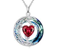 IMZM Birthstone Necklace for Women Celtic Moon Pendant Blue Crystal Necklace Heart Jewelry Christmas Anniversary Jewelry Gift for Daughter Wife Mother Sister, Base, Cubic Zirconia