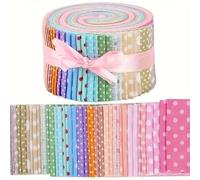iMzoon 40 Pcs Jelly Roll Fabric Strips for Quilting Fabric, Sewing Supplies & DIY Crafts-2.6 Inch Precut Cotton Bundles, Perfect for Quilt Projects,Floral Patchwork(Colorful Dots)