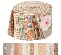 iMzoon 42 Pcs Jelly Roll Fabric Strips for Quilting-2.6 Inch Precut Cotton Floral Strips Bundles, Perfect Quilting Fabric for Sewing,DIY Sewing Supplies Brown