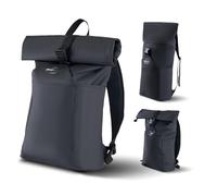 iMZOON Rolltop Backpack for Men Women, Lightweight,PU Waterproof Bag Laptop Backpack Fits 16 inch Laptop Large Capacity Adjustable 23L for Travel Sports Work University Camping School Season,Black