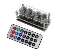 IN-12 4-Digit Nixie Tube Clock Stand - DC 5V USB-C Powered, with Remote Control & Chroma Ambient Light, Retro LED Display for Desk, Home, or Office Decor(With vacuum tube)