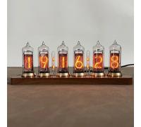 IN-14 Nixie Tube Clock with Motion Sensor & RGB Lighting - Vintage Digital Table Clock, Adjustable Brightness, Alarm/Timing Functions for Home Bedroom Decor B