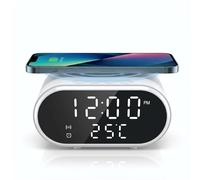 iN 2-in-1 Digital Alarm Clock with 15W Fast Wireless Charger | USB-C Power Cable | Qi-Certified Charging Station with LED Display, Phone Stand & Reliable Alarm Clocks Bedside for Bedroom,Office & Dorm
